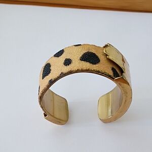 Rustic Cuff Tan and Black Animal Print Bracelet